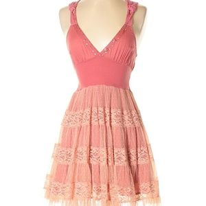 Free People Pink Lace Mini Dress